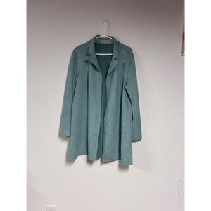Philosophy Republic Clothing Womens XL Faux Suede Open Front Jacket Teal Green
